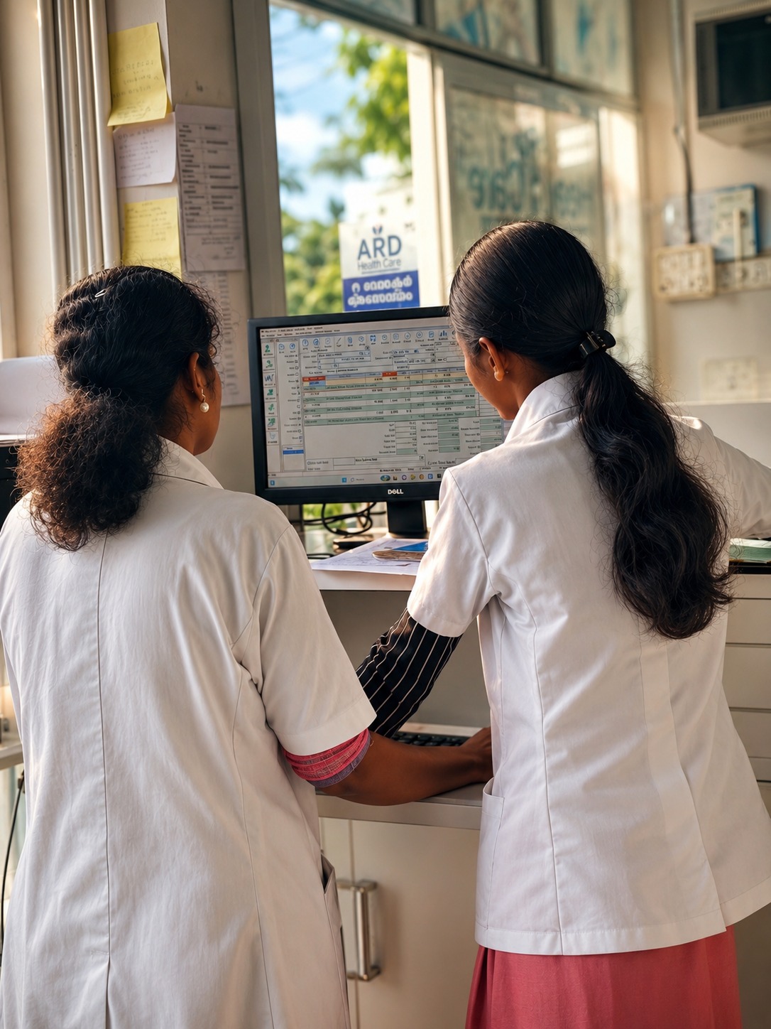 ARD Health Care pharmacy shelves with organised tablet medicines — diabetes, blood pressure, pain killers in Nenmara Palakkad